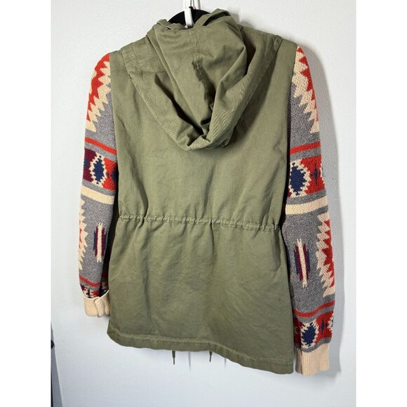 Thread & Supply Women Hooded Jacket Small Aztec Southwest Utility Olive Green - Picture 2 of 13